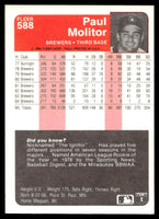 Paul Molitor 1985 Fleer Series Mint Card #588
