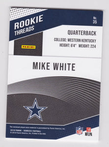 Mike White 2018 Donruss Rookie Threads Jersey Series Mint Card #35