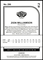 Zion Williamson 2019 2020 Panini Hoops Series Mint Rookie Card #296

