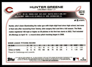 Hunter Greene 2022 Topps Chrome Update Series Mint Rookie Card #USC191