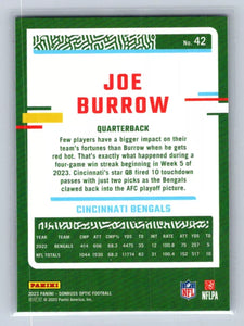 Joe Burrow 2023 Panini Donruss Optic Series Mint Card #42