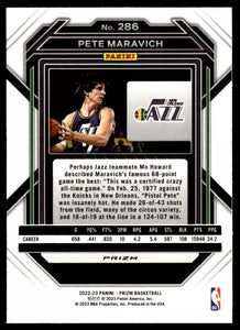 Pistol Pete Maravich 2022 2023 Panini Prizm Ruby Red Card #286