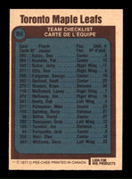 Toronto Maple Leafs 1977 1978 O-Pee-Chee Team Card #86
