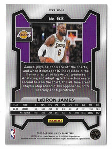 LeBron James 2023 2024 Panini Prizm Green Prizm Mint Card #63