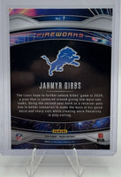 Jahmyr Gibbs 2024 Panini Prizm Fireworks Series Mint Card #7

