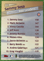 Sammy Sosa 1998 Topps League Leaders Series Mint Card #225
