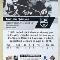 Quinton Byfield 2021 2022 Upper Deck NHL Star Rookies Box Set Card #8