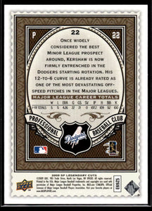 Clayton Kershaw 2009 SP Legendary Cuts Series Mint Card #22