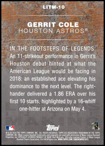 Gerrit Cole 2018 Topps Legends In the Making Series Card #LITM10