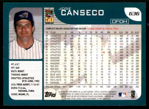 Jose Canseco 2001 Topps Series Mint Card  #636