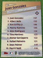 Juan Gonzalez 1998 Topps League Leaders Series Mint Card #226

