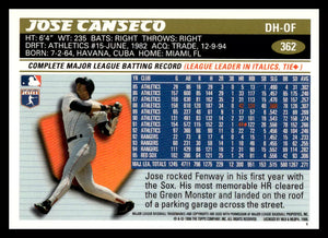 Jose Canseco 1996 Topps Series Mint Card #362