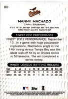 Manny Machado 2013 Finest Series Mint Rookie Card #80
