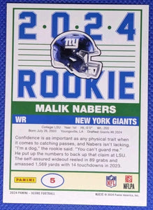 Malik Nabers 2024 Panini Score 1989 Throwback Series Mint Rookie Card #5