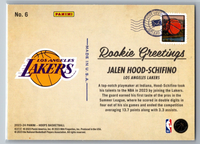 Jalen Hood-Schifino 2023 2024 Panini NBA Hoops Greetings From  Series Mint Card #6
