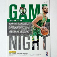 Jayson Tatum 2020 2021 Panini Contenders Game Night Red Series Mint Card #17