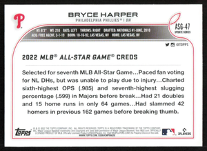 Bryce Harper 2022 Topps Update All Star Game Series Mint Card # ASG-47