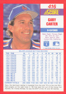 Gary Carter 1990 Score Series Mint Card #416