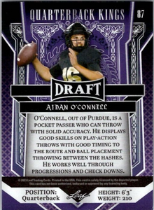 Aidan O'Connell 2023 Leaf Draft Quarterback Kings Purple Series Mint Rookie Card #87