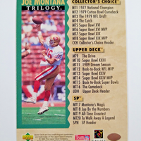 Joe Montana 1995 Upper Deck Trilogy Collector's Choice Header Card