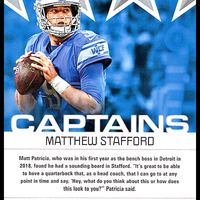 Matthew Stafford 2019 Score Captains Series Mint Card #C-24