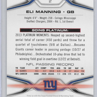 Eli Manning 2014 Topps Platinum Series Mint Card #2