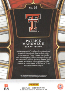 Patrick Mahomes 2023 Panini Select Draft Picks Blue Series Mint Card #26