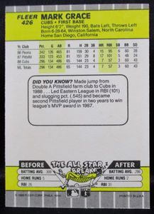 Mark Grace 1989 Fleer Series Mint Card #426