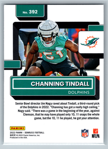 Channing Tindall 2022 Panini Donruss Series Mint Card #392