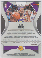 Rajon Rondo 2019 2020 Panini Prizm Series Mint Card #223
