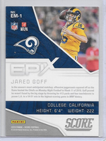 Jared Goff 2019 Score Epix Moment Series Mint Card #EM-1
