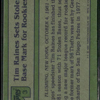 Tim Raines 1982 Topps Highlight Series Mint Card #3