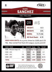 Mark Sanchez 2009 Sage Hit Series Mint Rookie Card #6