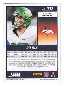 Bo Nix 2024 Panini Score Series Mint Rookie Card #332