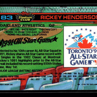 Rickey Henderson 1991 Topps Stadium Club Dome Series Mint Card #83