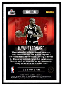 Kawhi Leonard 2020 2021 Panini  Illusions Series Mint Card #14