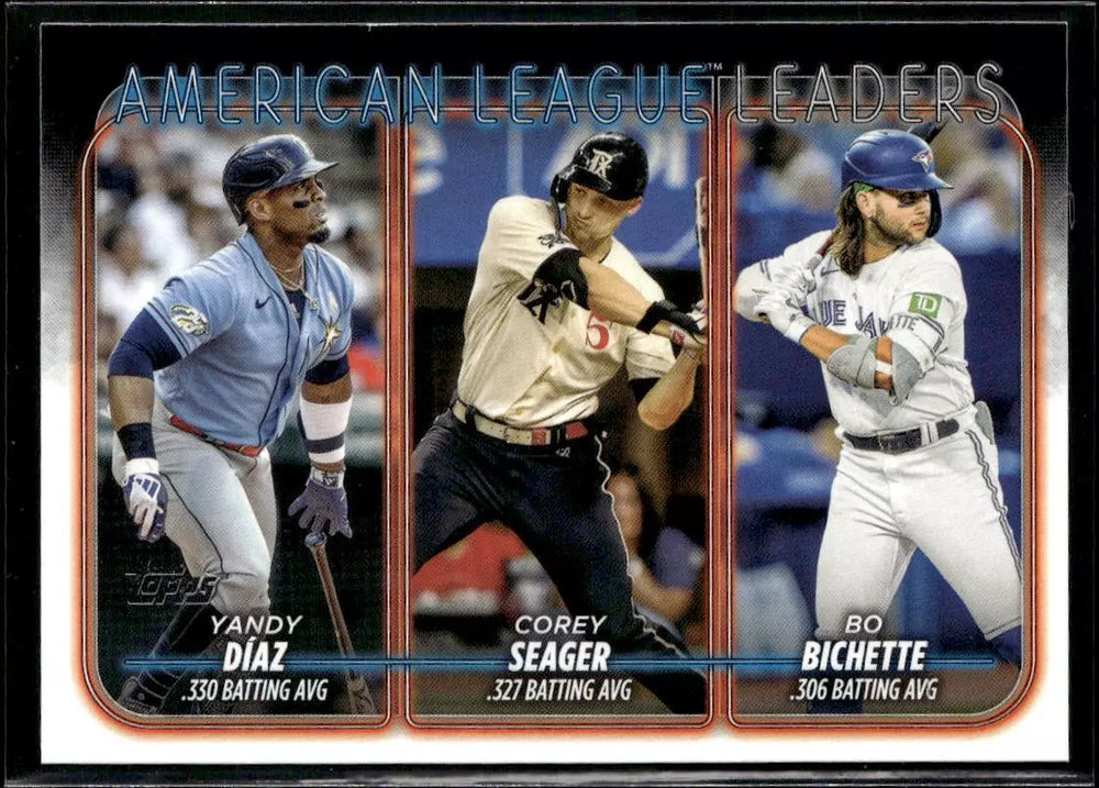 Yandy Díaz / Corey Seager / Bo Bichette 2024 Topps American League Leaders Series Mint Card #149