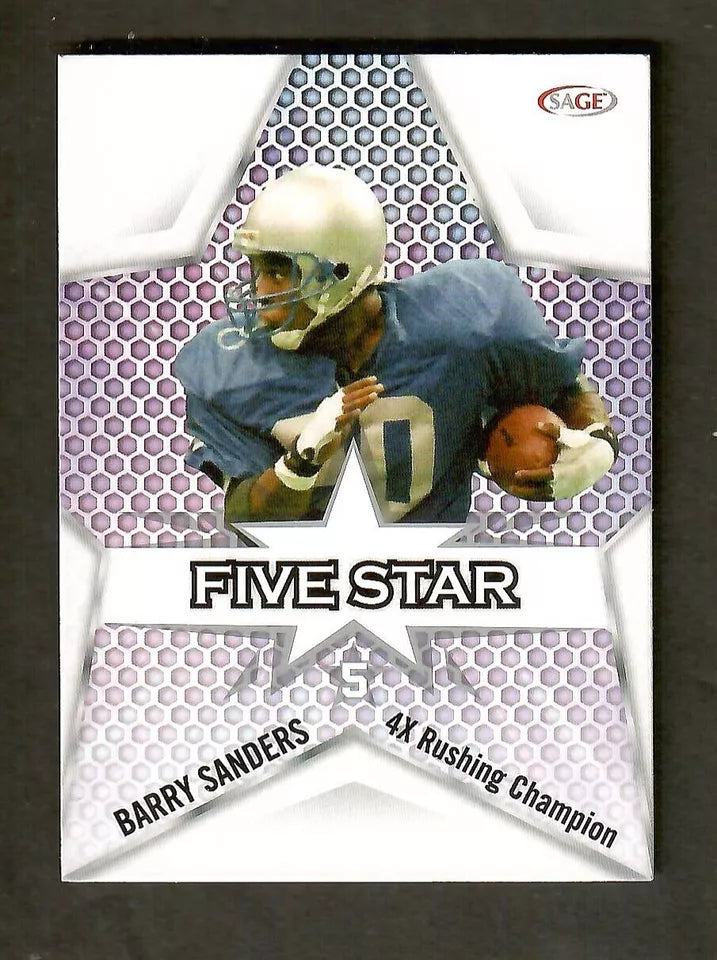 Barry Sanders 2024 SAGE Five Star Silver Series Mint Card #FS-3