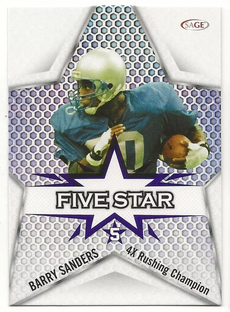 Barry Sanders 2024 SAGE Five Star Blue Series Mint Card #FS-3