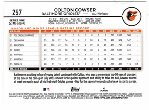 Colton Cowser 2024 Topps Series Mint Rookie Card #257