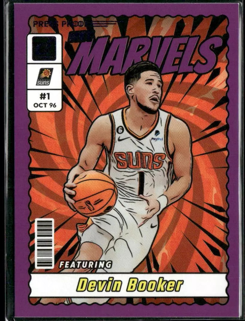 Devin Booker 2023 2024 Donruss Net Marvels Purple Press Proof Series Mint Card #5