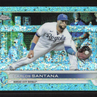 Carlos Santana 2022 Topps Chrome Aqua Mini-Diamond Refractor Series Mint Card #143 Only 199 Made
