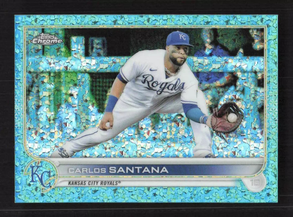 Carlos Santana 2022 Topps Chrome Aqua Mini-Diamond Refractor Series Mint Card #143 Only 199 Made
