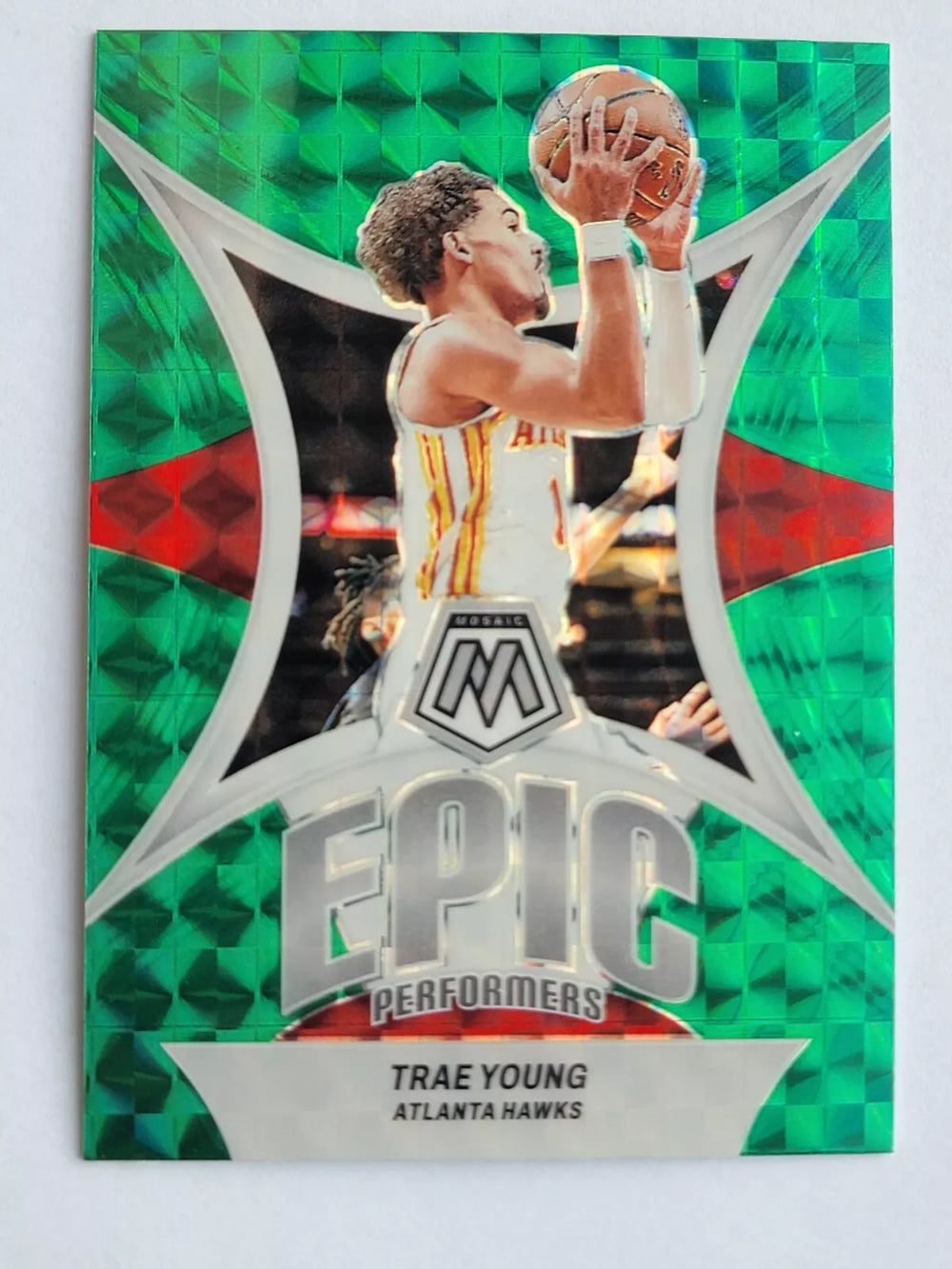 Trae Young 2023 2024 Panini Mosaic Epic Performers Green Series Mint C ...