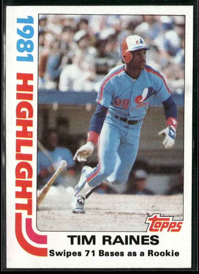 Tim Raines 1982 Topps Highlight Series Mint Card #3