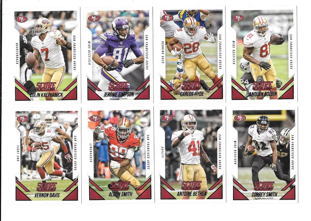 San Francisco 49ers 2015 Score 17 Card Team Set