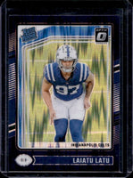 Laiatu Latu 2024 Donruss Optic Purple Shock Rated Rookie Series Mint Card #267
