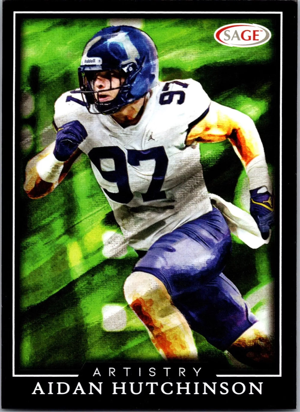 Aidan Hutchinson 2022 Sage Artistry Black Border Series Mint Rookie Card #2