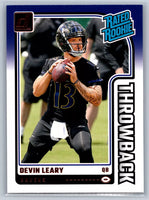 Devin Leary 2024 Donruss Rated Rookie Throwback Mint Card #18
