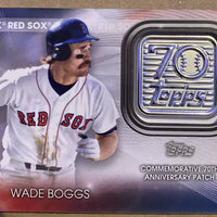 Wade Boggs 2021 Topps 70th Anniversary Logo Patch Card #T7OP-WB